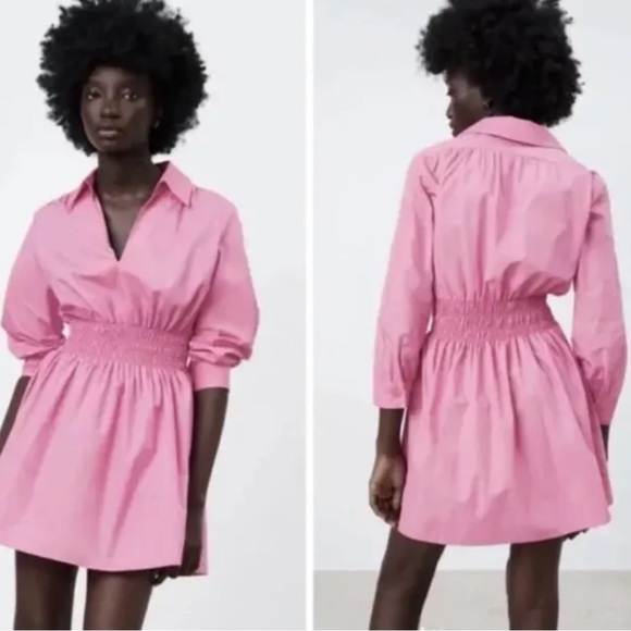 ZARA pink poplin mini dress with collar 🩷 - Picture 2 of 3